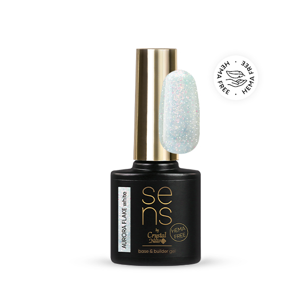 SENS AURORA FLAKE HEMA Free base&builder gel - white 10ml