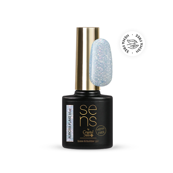 SENS AURORA FLAKE HEMA Free base&builder gel - blue 10ml