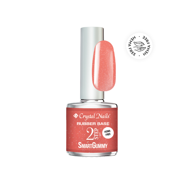 2S SmartGummy HEMA Free Rubber base gel - Nr62 Shimmer Coral 8ml
