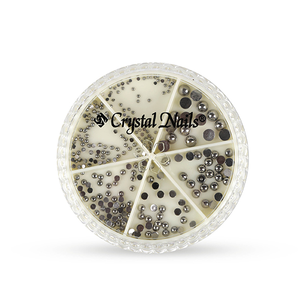 Metál körömgyöngy készlet - félgyöngy - Dark Silver