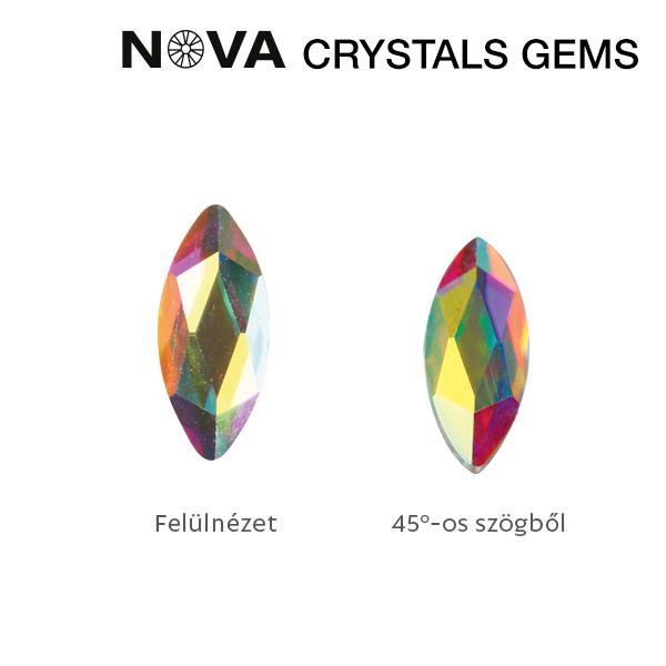 NOVA Crystal Gems Formakő - 3,4x8 mm búzaszem (Crystal AB)