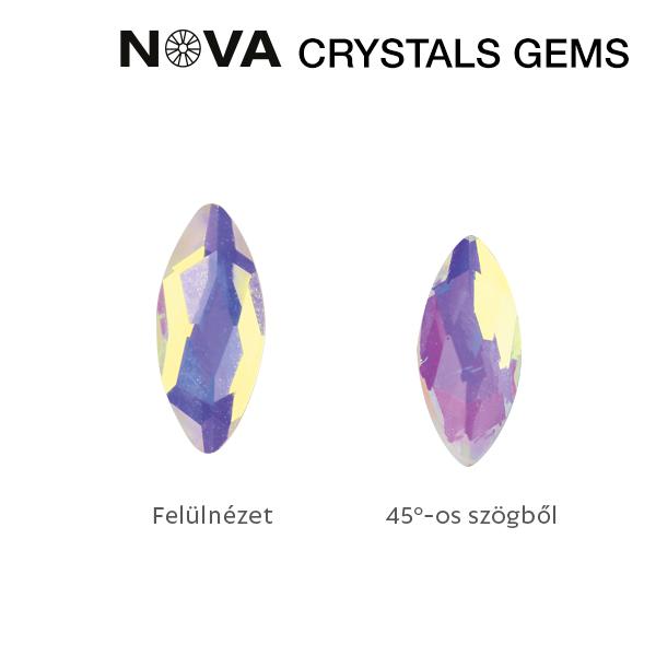 NOVA Crystal Gems Formakő - 3,4x8 mm búzaszem (Aurora)