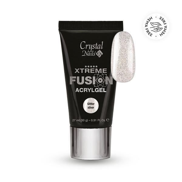 HEMA Free Xtreme Fusion AcrylGel - Glitter Silver 27ml (30g)