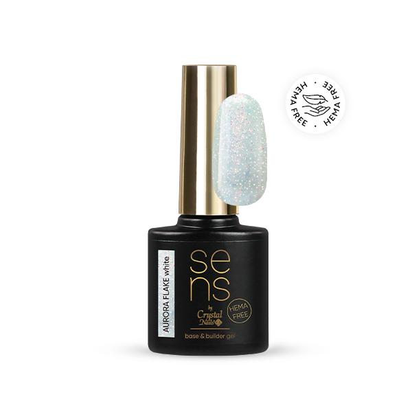 SENS AURORA FLAKE HEMA Free base&builder gel - white 10ml