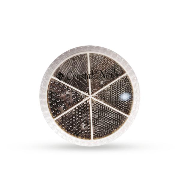 Metál körömgyöngy készlet - félgyöngy - Dark Silver