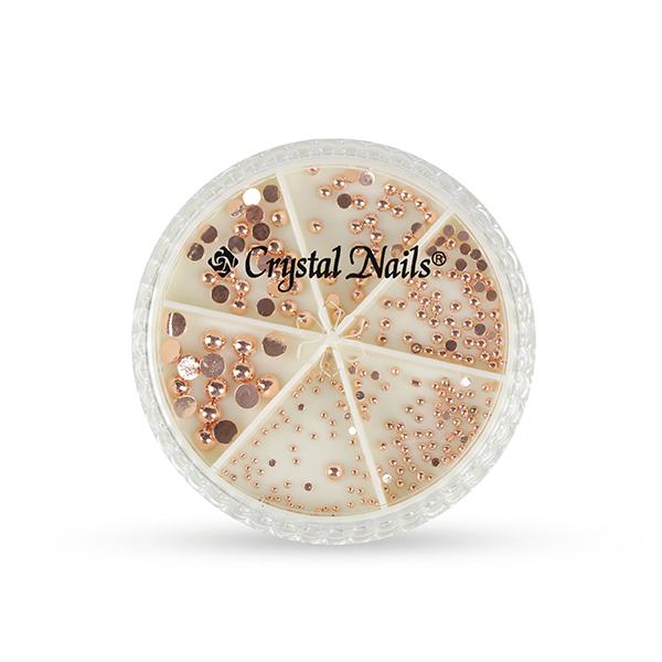 Metál körömgyöngy készlet - félgyöngy - Rosegold