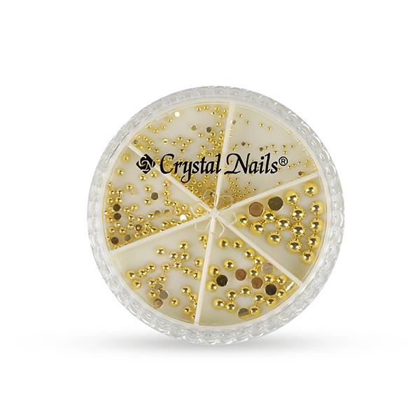 Metál körömgyöngy készlet - félgyöngy - Arany