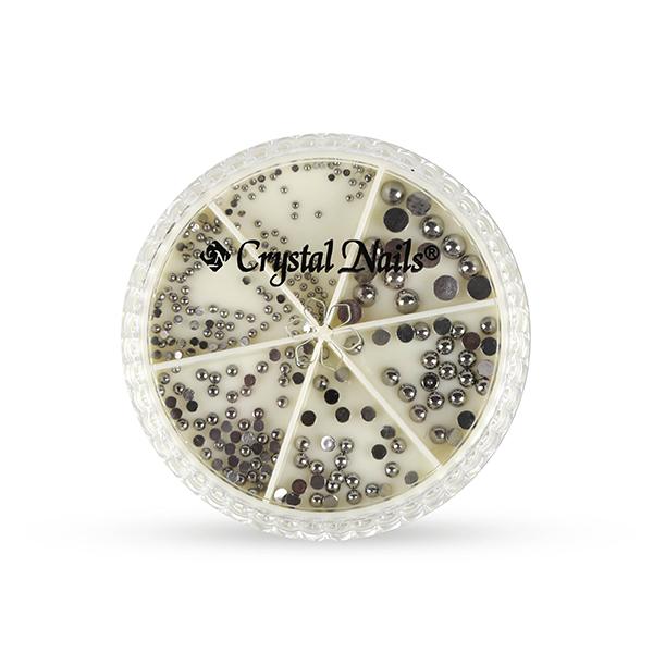 Metál körömgyöngy készlet - félgyöngy - Dark Silver