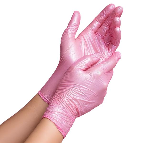 Púdermentes nitril kesztyű - pink - M méret